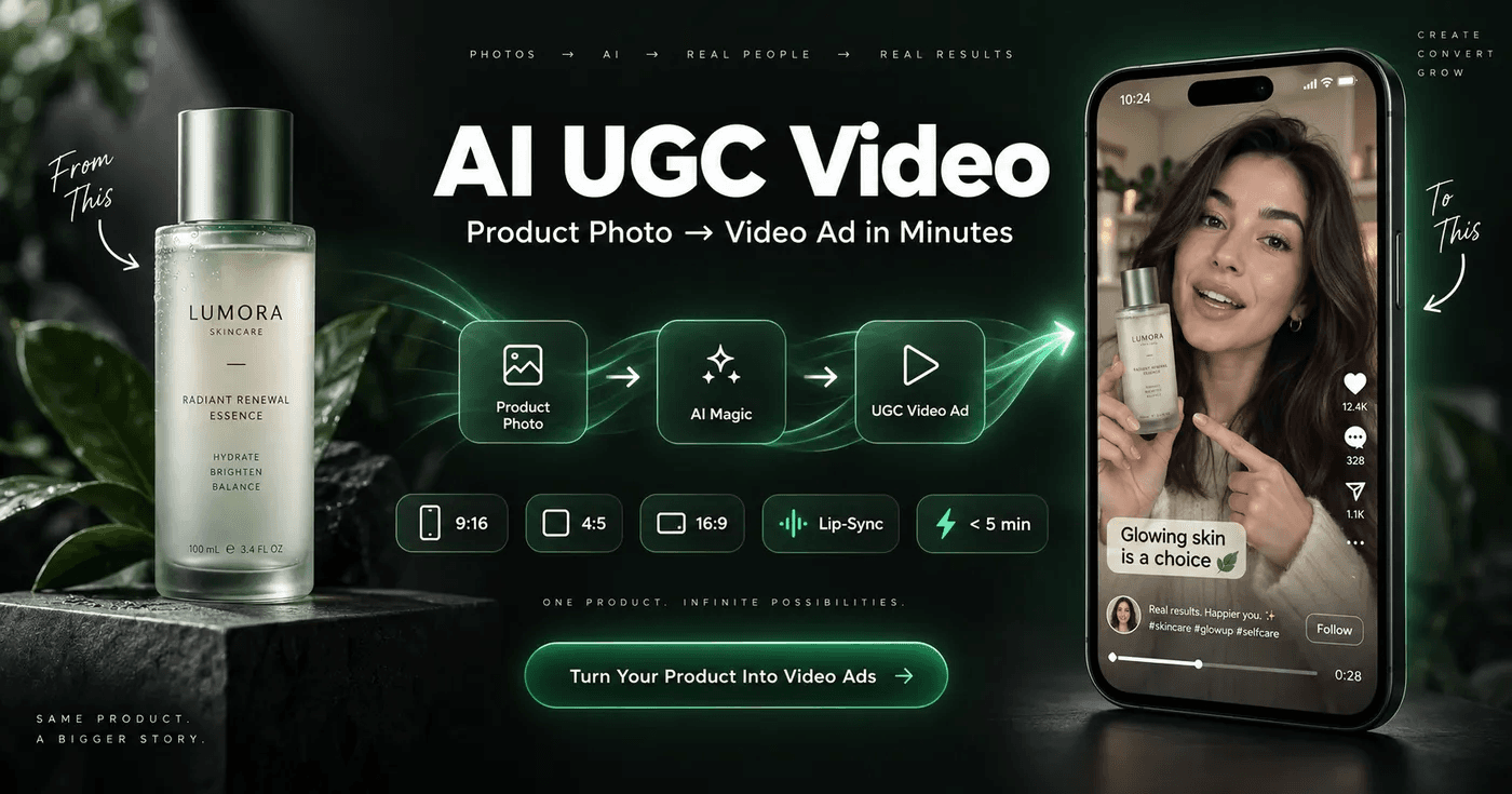 AI UGC Video Generator — generate UGC-style video ads with AI presenters